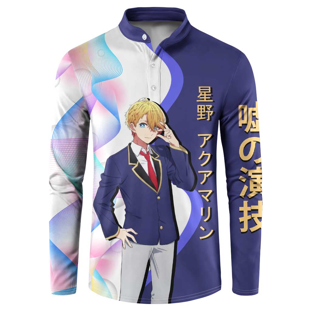 Aquamarine Hoshino Button Sweatshirt Stylish Idol Anime Aesthetic