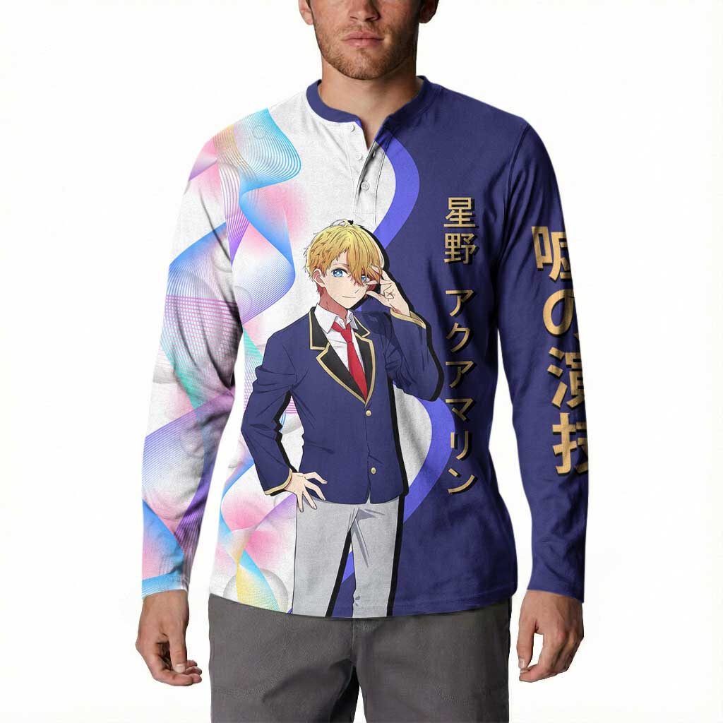 Aquamarine Hoshino Button Sweatshirt Stylish Idol Anime Aesthetic