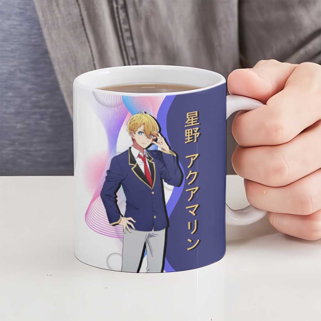 Aquamarine Hoshino Ceramic Mug Stylish Idol Anime Aesthetic