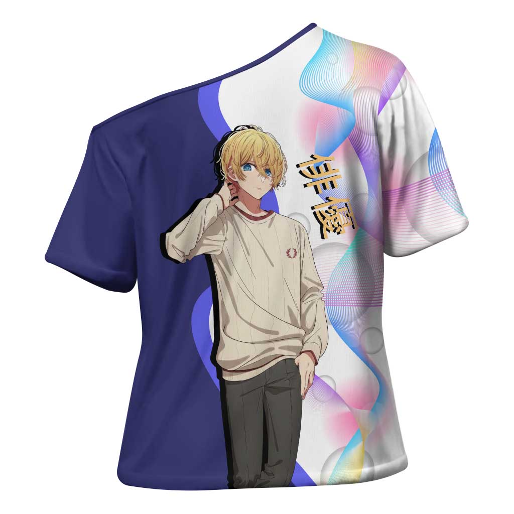 Aquamarine Hoshino Cross Shoulder Shirt Stylish Idol Anime Aesthetic