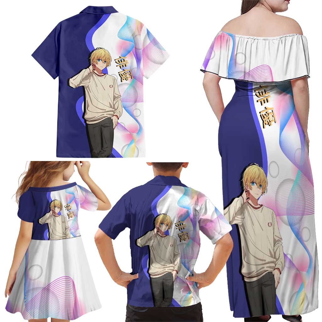 Aquamarine Hoshino Family Matching Off Shoulder Maxi Dress and Hawaiian Shirt Stylish Idol Anime Aesthetic