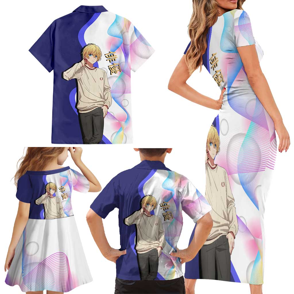 Aquamarine Hoshino Family Matching Short Sleeve Bodycon Dress and Hawaiian Shirt Stylish Idol Anime Aesthetic