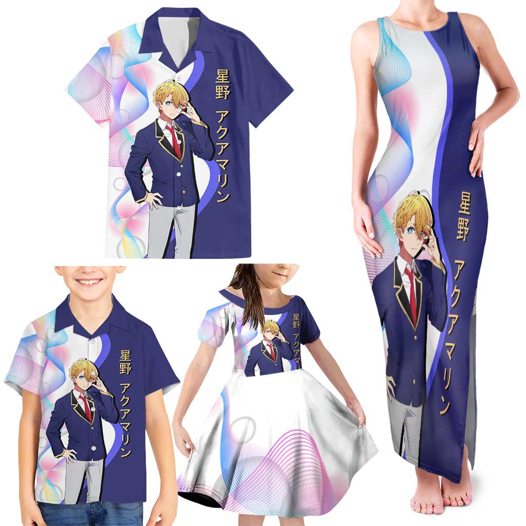 Aquamarine Hoshino Family Matching Tank Maxi Dress and Hawaiian Shirt Stylish Idol Anime Aesthetic