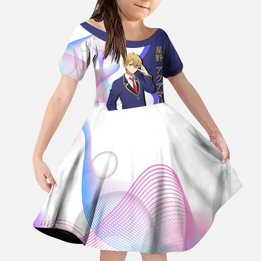 Aquamarine Hoshino Kid Short Sleeve Dress Stylish Idol Anime Aesthetic