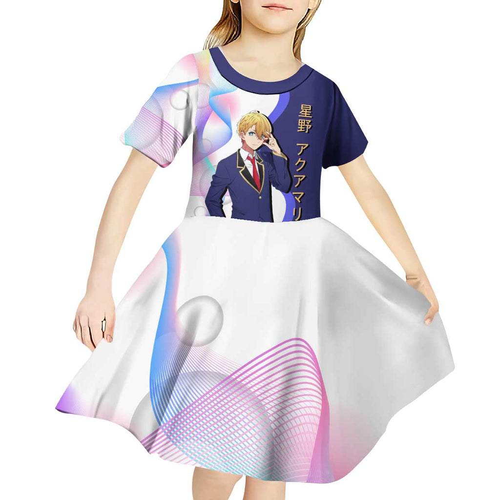 Aquamarine Hoshino Kid Short Sleeve Dress Stylish Idol Anime Aesthetic
