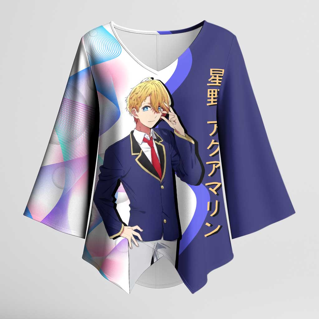 Aquamarine Hoshino Kimono Sleeve Blouse Stylish Idol Anime Aesthetic