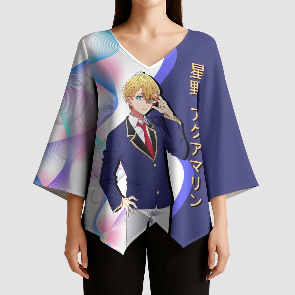 Aquamarine Hoshino Kimono Sleeve Blouse Stylish Idol Anime Aesthetic