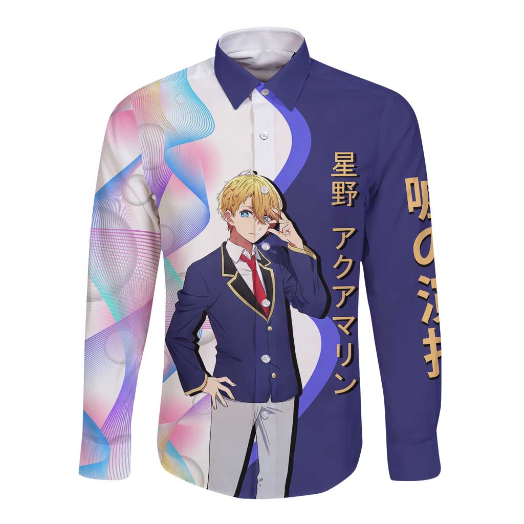 Aquamarine Hoshino Long Sleeve Button Shirt Stylish Idol Anime Aesthetic