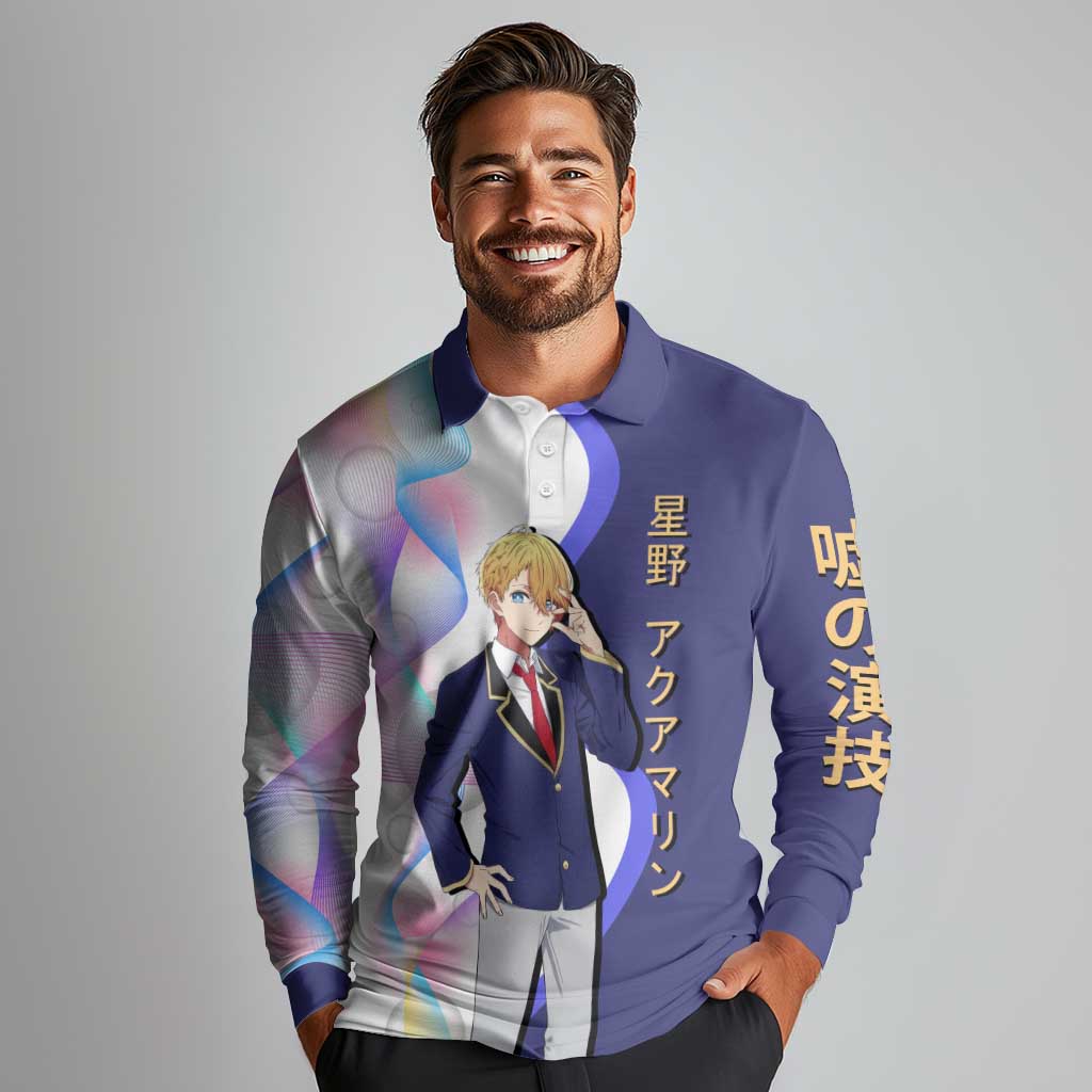 Aquamarine Hoshino Long Sleeve Polo Shirt Stylish Idol Anime Aesthetic