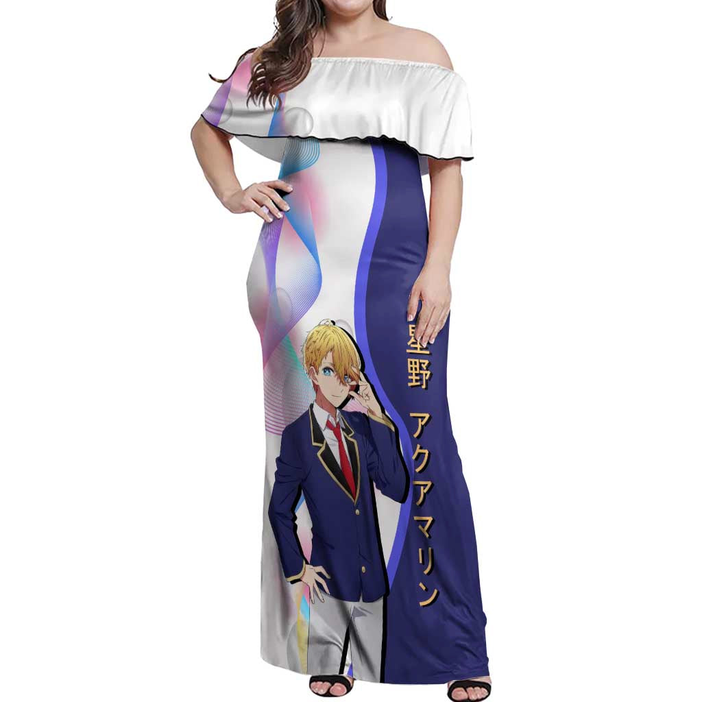Aquamarine Hoshino Off Shoulder Maxi Dress Stylish Idol Anime Aesthetic