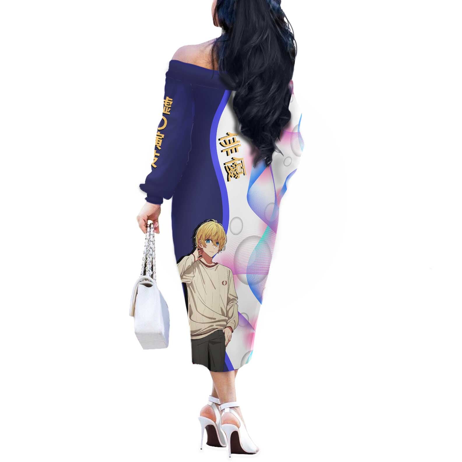 Aquamarine Hoshino Off The Shoulder Long Sleeve Dress Stylish Idol Anime Aesthetic
