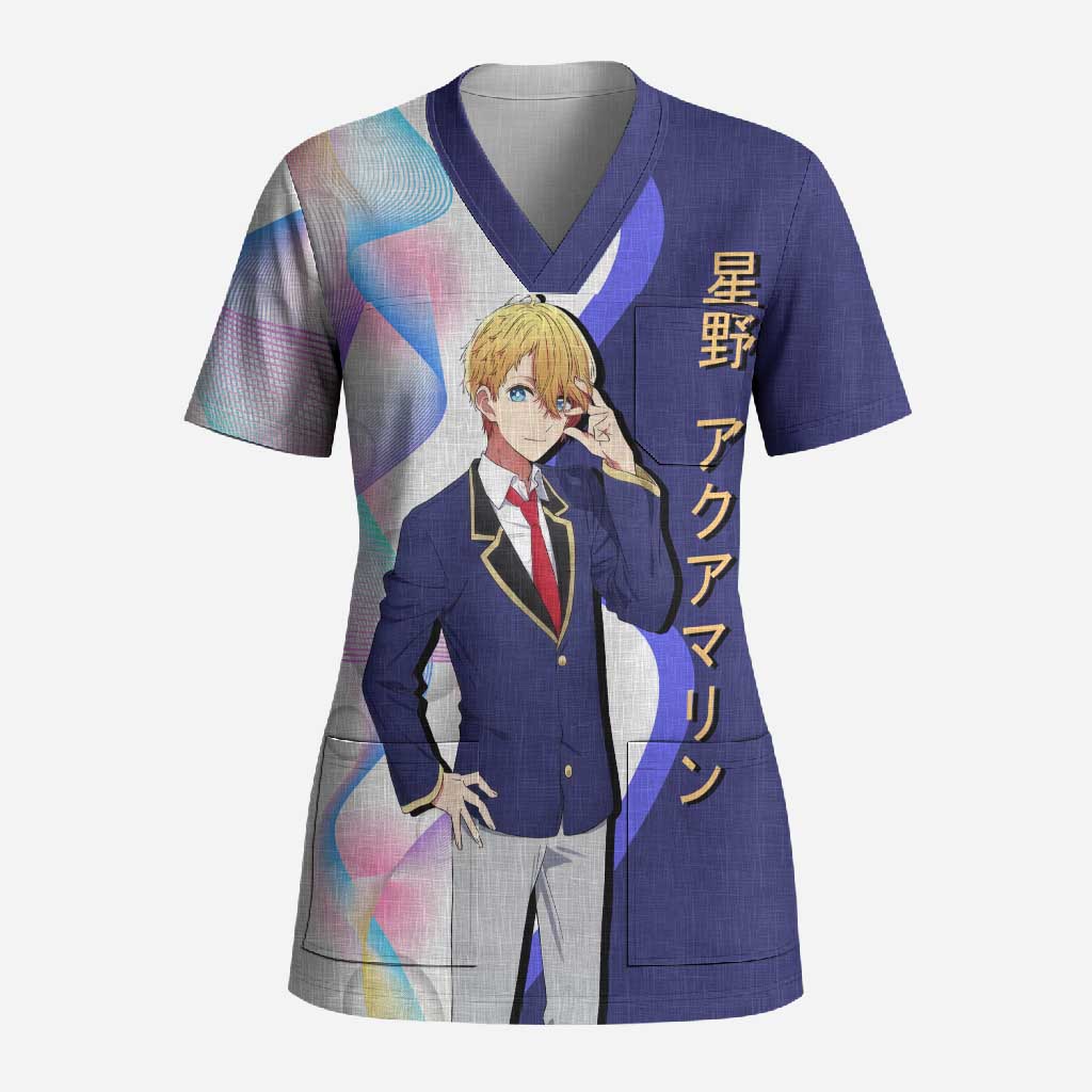 Aquamarine Hoshino Scrub Top Stylish Idol Anime Aesthetic