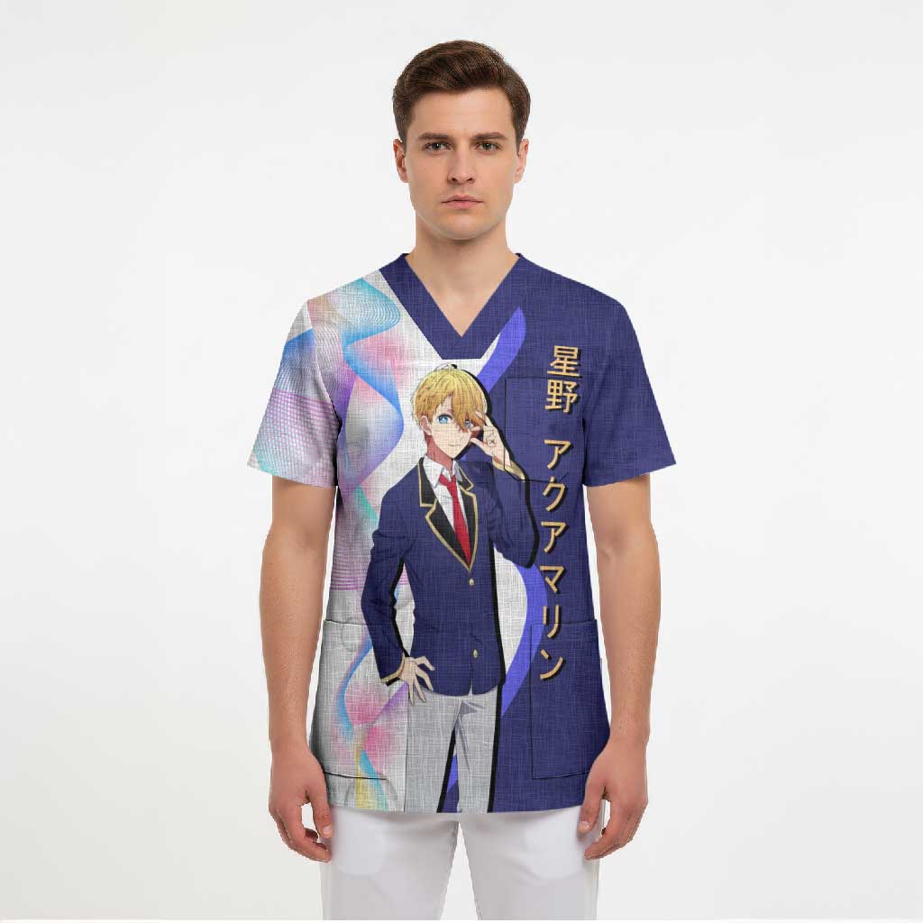Aquamarine Hoshino Scrub Top Stylish Idol Anime Aesthetic