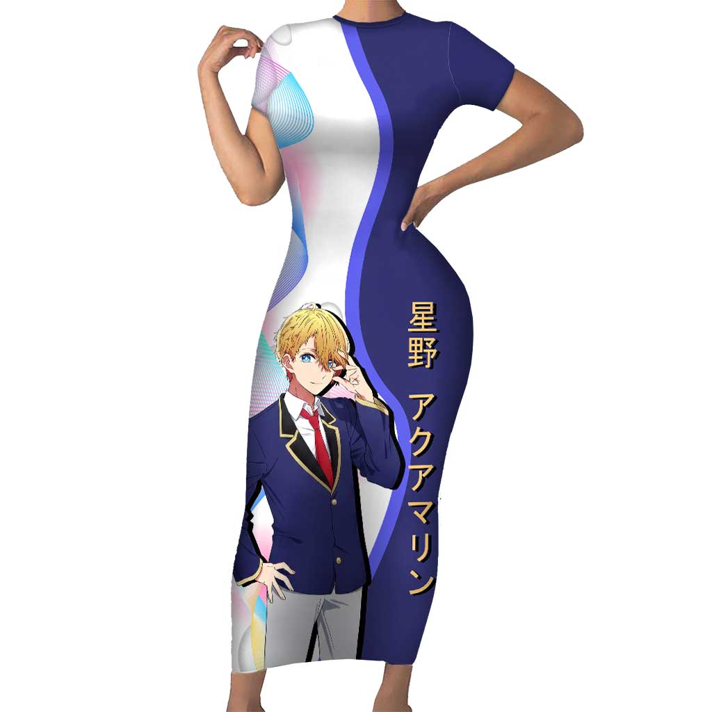Aquamarine Hoshino Short Sleeve Bodycon Dress Stylish Idol Anime Aesthetic