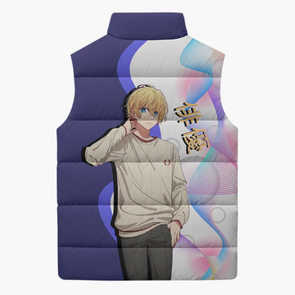 Aquamarine Hoshino Sleeveless Puffer Jacket Stylish Idol Anime Aesthetic