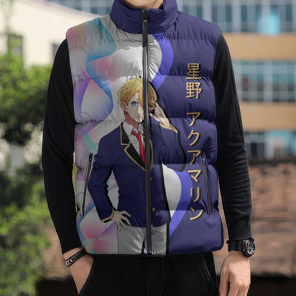 Aquamarine Hoshino Sleeveless Puffer Jacket Stylish Idol Anime Aesthetic