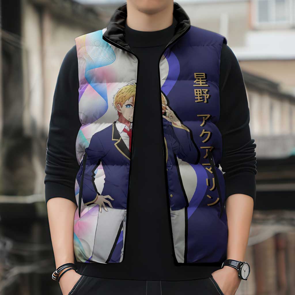 Aquamarine Hoshino Sleeveless Puffer Jacket Stylish Idol Anime Aesthetic