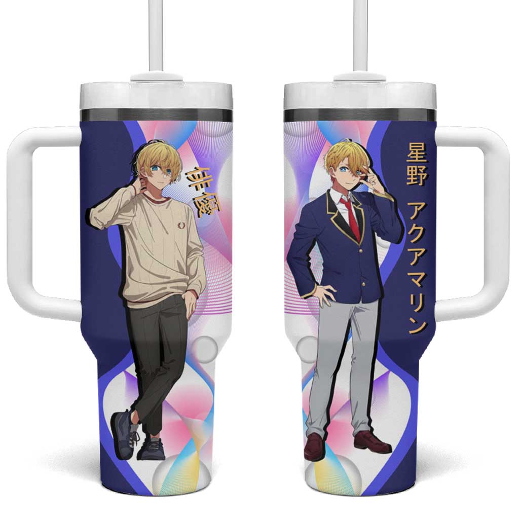 Aquamarine Hoshino Tumbler With Handle Stylish Idol Anime Aesthetic