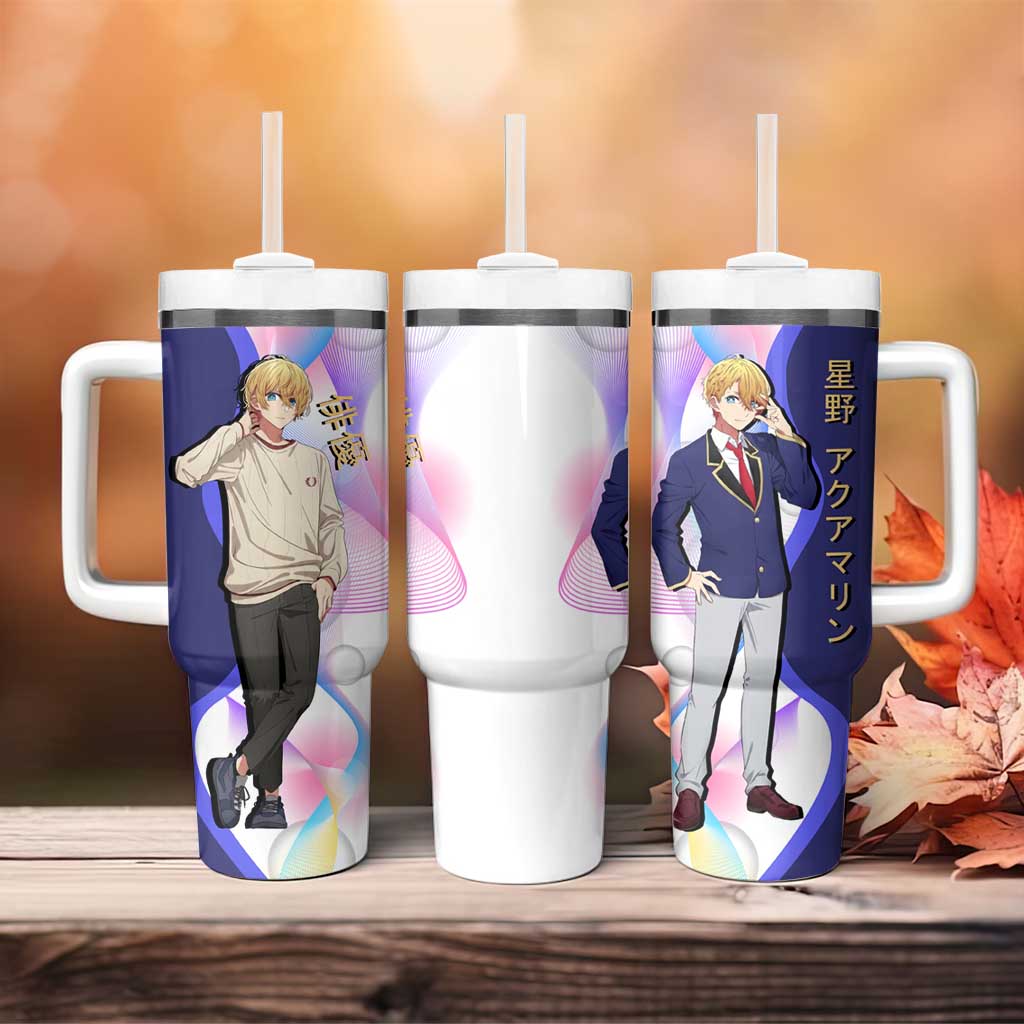 Aquamarine Hoshino Tumbler With Handle Stylish Idol Anime Aesthetic