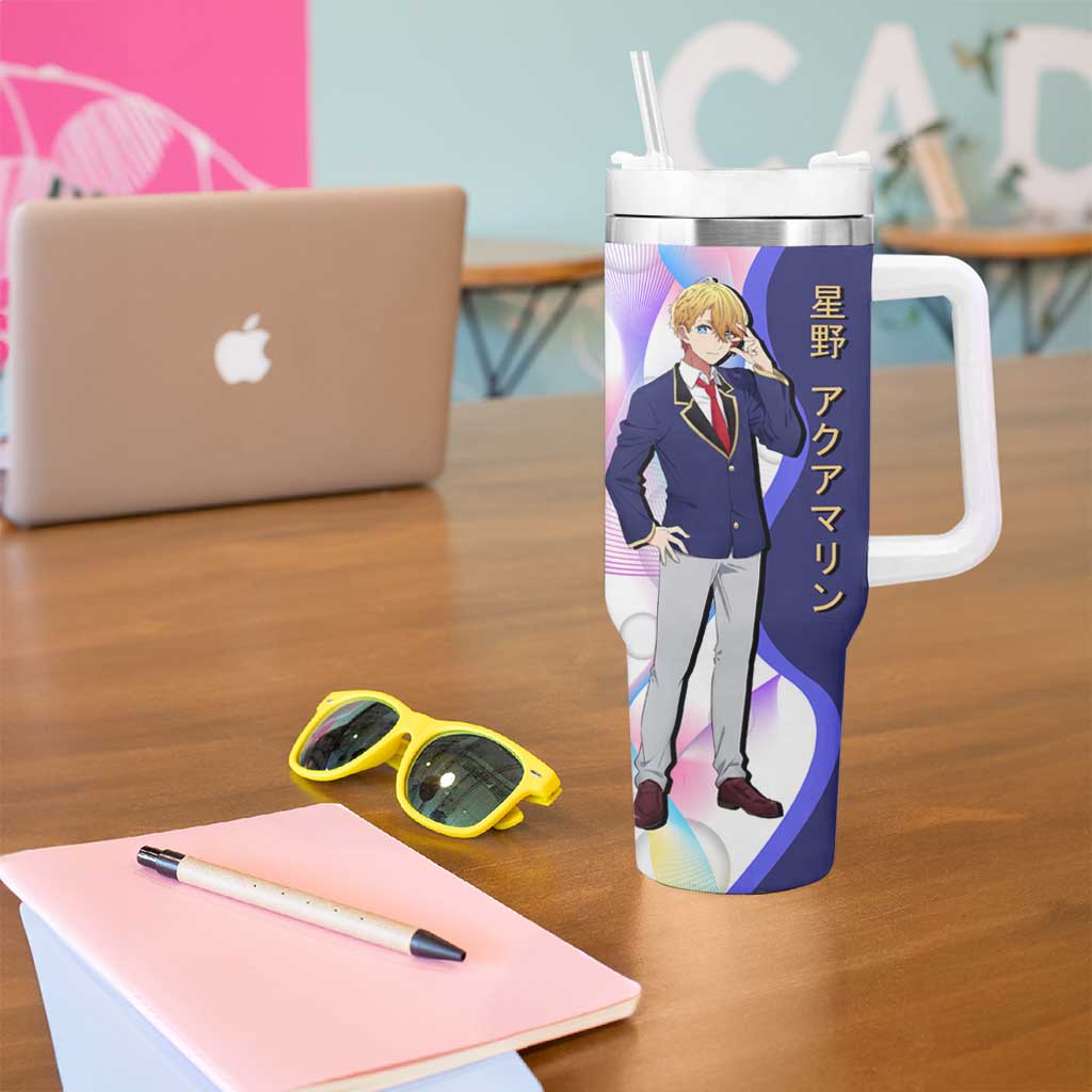 Aquamarine Hoshino Tumbler With Handle Stylish Idol Anime Aesthetic