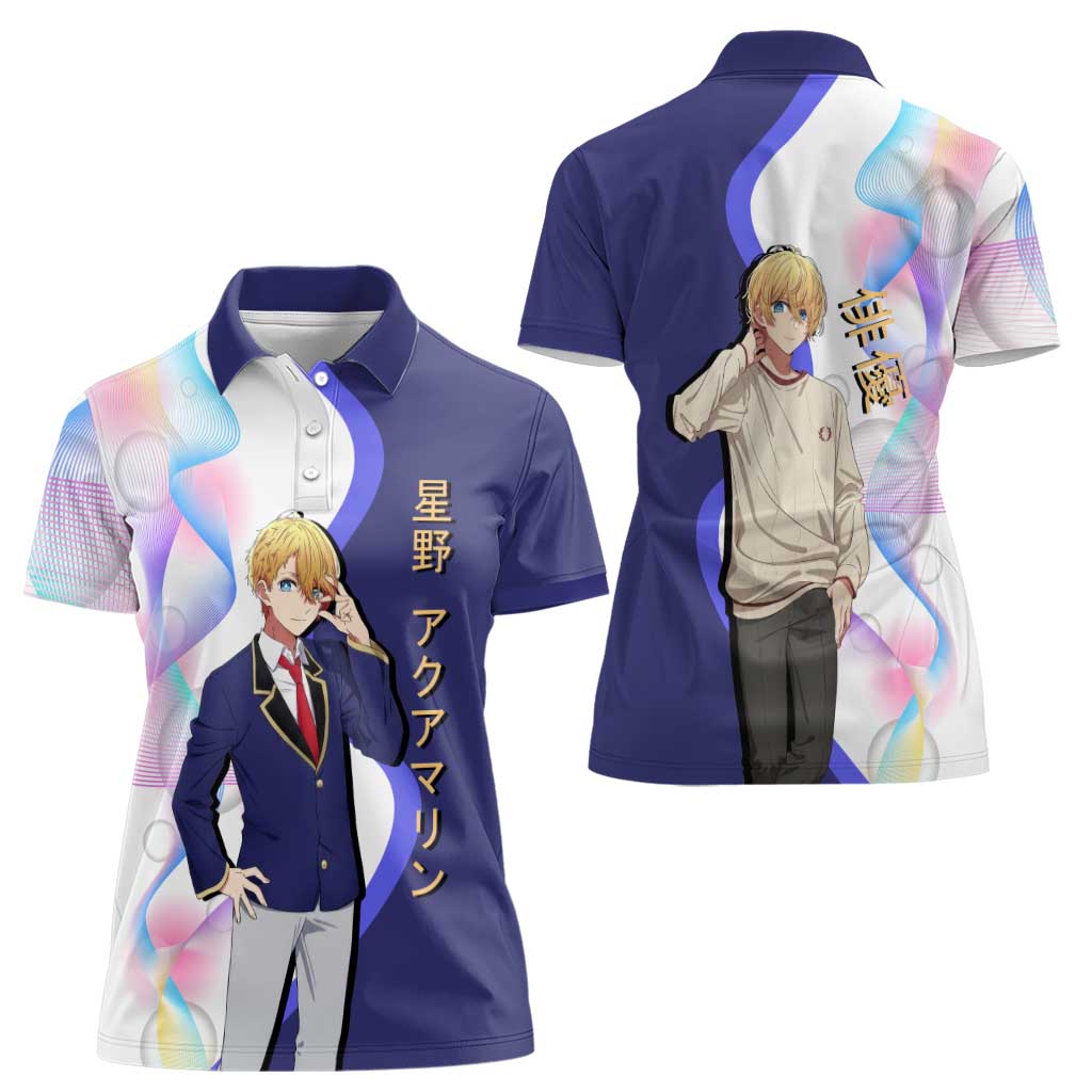 Aquamarine Hoshino Women Polo Shirt Stylish Idol Anime Aesthetic