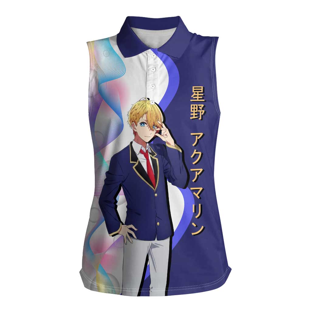 Aquamarine Hoshino Women Sleeveless Polo Shirt Stylish Idol Anime Aesthetic