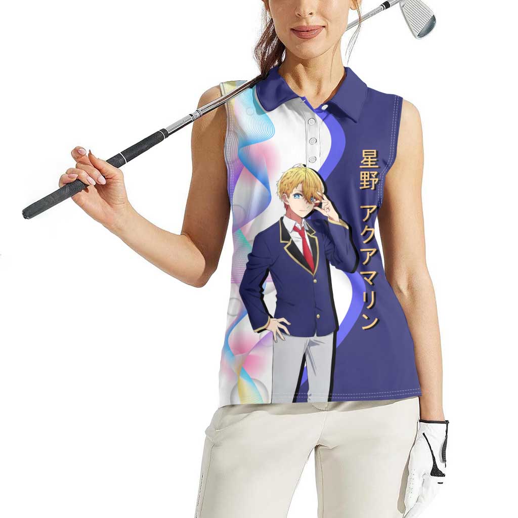 Aquamarine Hoshino Women Sleeveless Polo Shirt Stylish Idol Anime Aesthetic