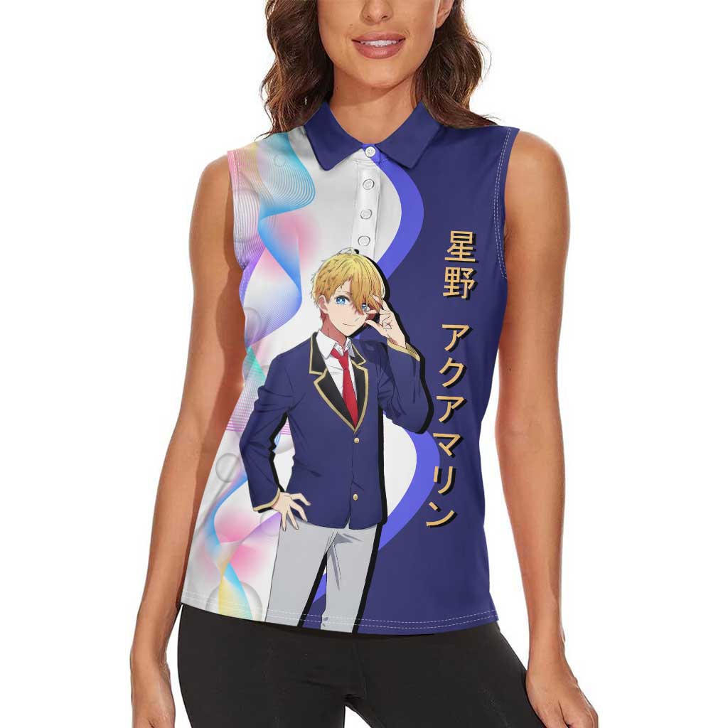 Aquamarine Hoshino Women Sleeveless Polo Shirt Stylish Idol Anime Aesthetic