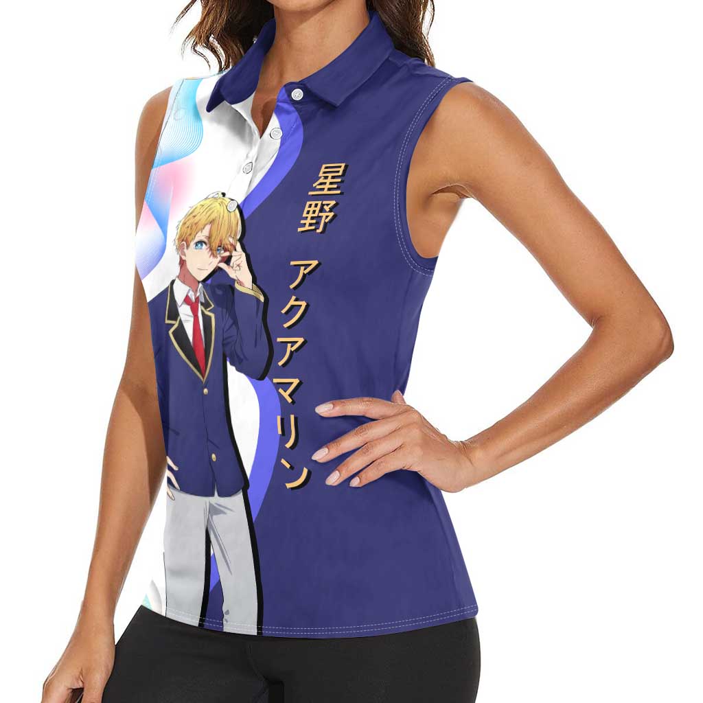 Aquamarine Hoshino Women Sleeveless Polo Shirt Stylish Idol Anime Aesthetic