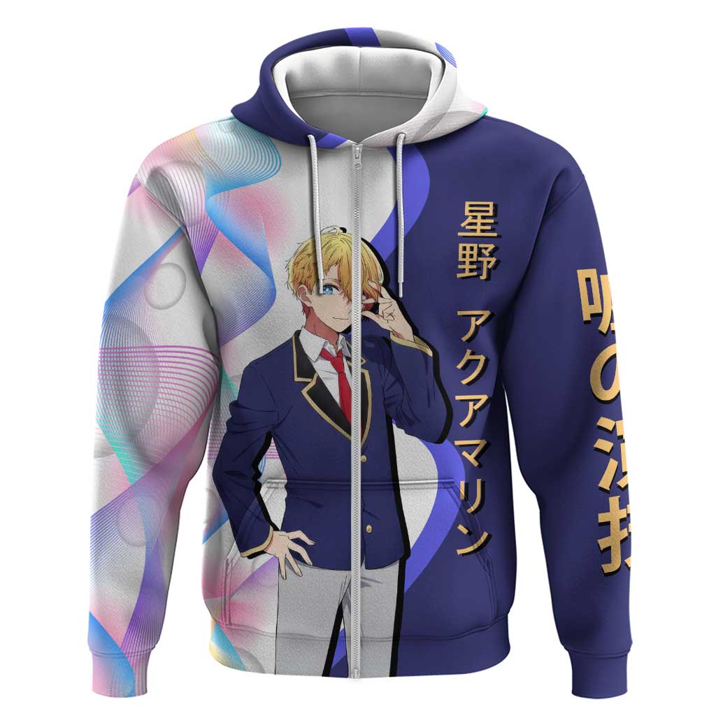 Aquamarine Hoshino Zip Hoodie Stylish Idol Anime Aesthetic