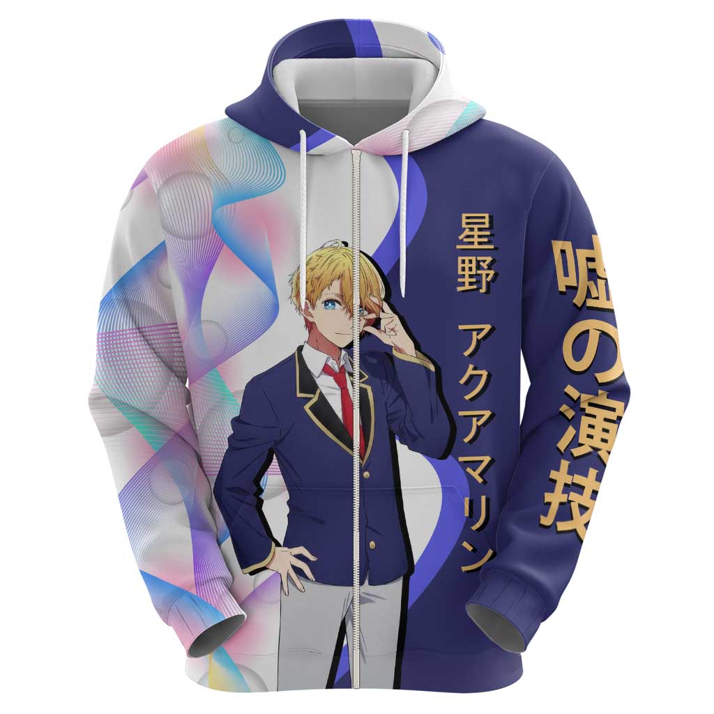 Aquamarine Hoshino Zip Hoodie Stylish Idol Anime Aesthetic
