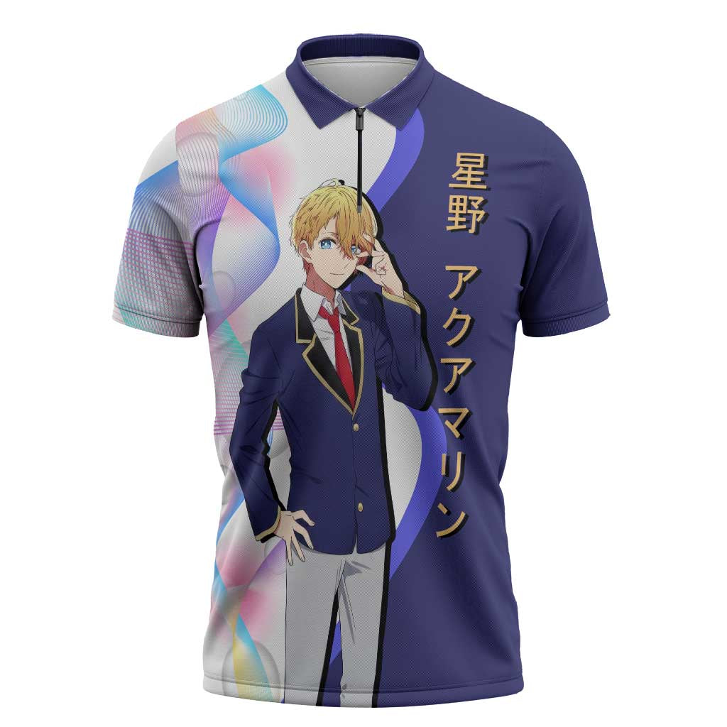 Aquamarine Hoshino Zipper Polo Shirt Stylish Idol Anime Aesthetic