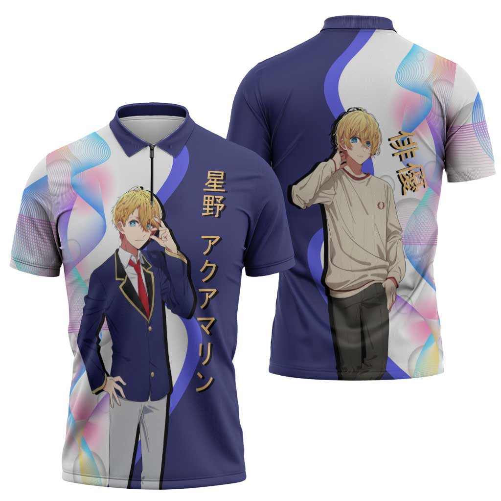 Aquamarine Hoshino Zipper Polo Shirt Stylish Idol Anime Aesthetic