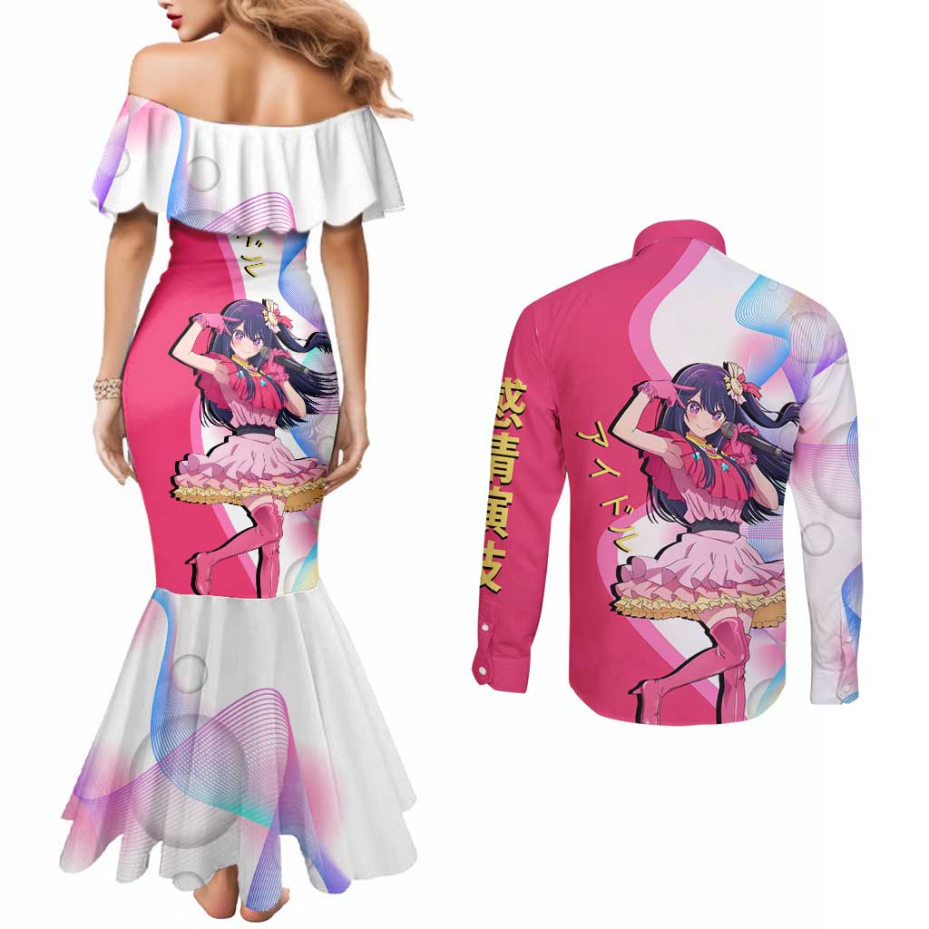 Ai Hoshino Idol Couples Matching Mermaid Dress and Long Sleeve Button Shirt Sparkling Idol Anime Style