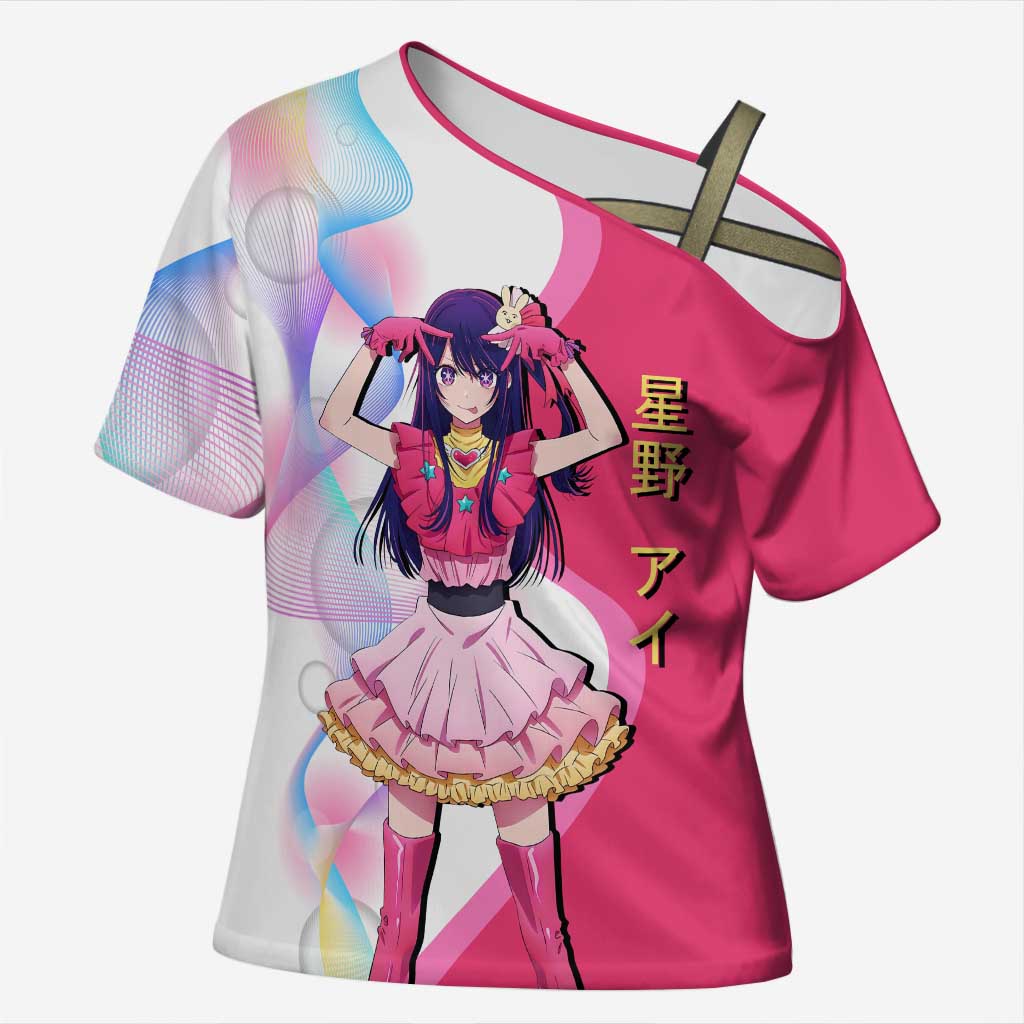 Ai Hoshino Idol Cross Shoulder Shirt Sparkling Idol Anime Style