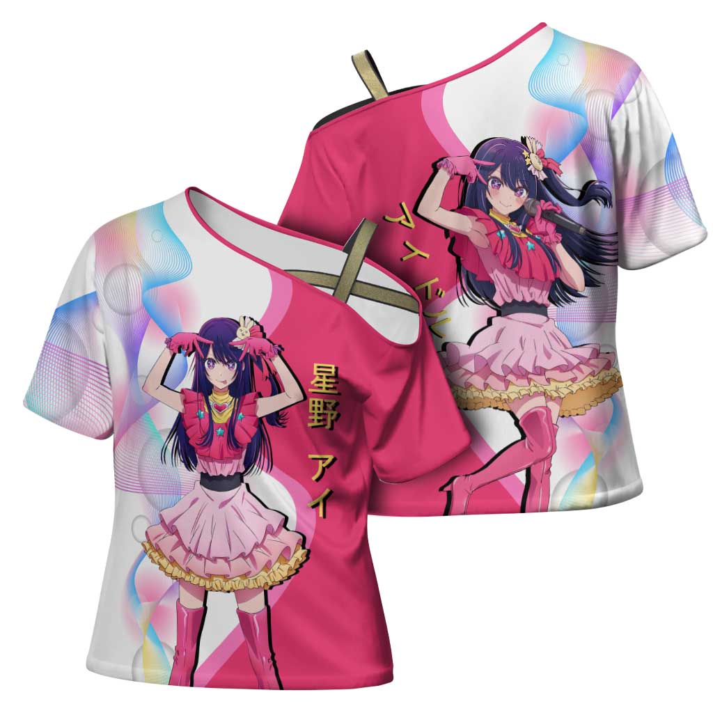 Ai Hoshino Idol Cross Shoulder Shirt Sparkling Idol Anime Style