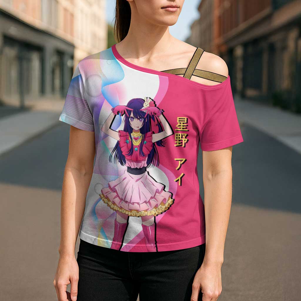Ai Hoshino Idol Cross Shoulder Shirt Sparkling Idol Anime Style
