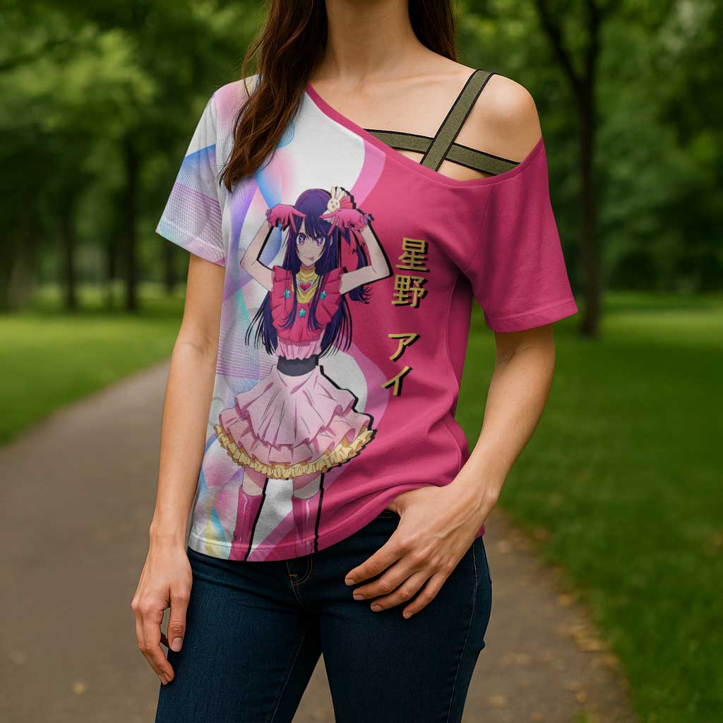 Ai Hoshino Idol Cross Shoulder Shirt Sparkling Idol Anime Style