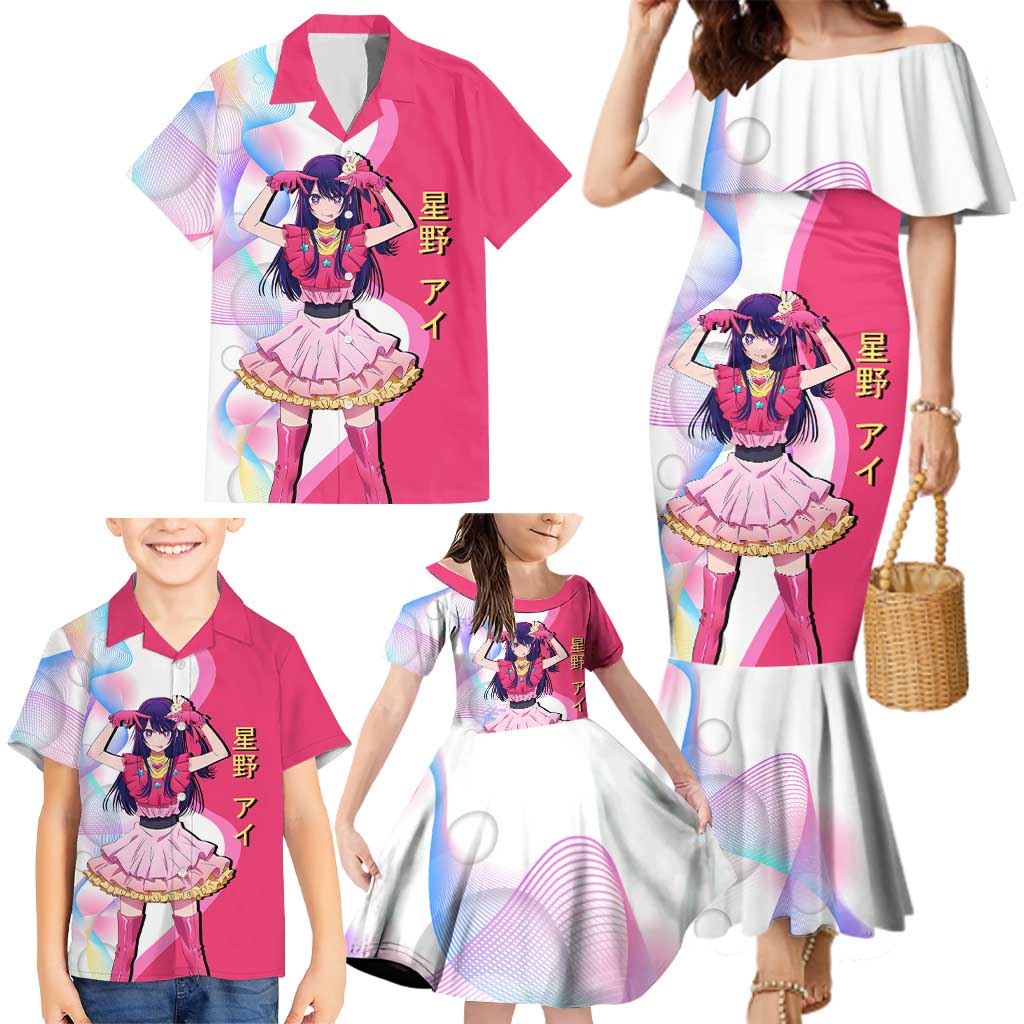 Ai Hoshino Idol Family Matching Mermaid Dress and Hawaiian Shirt Sparkling Idol Anime Style