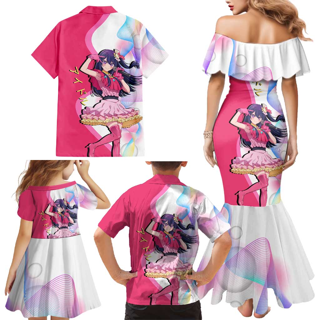 Ai Hoshino Idol Family Matching Mermaid Dress and Hawaiian Shirt Sparkling Idol Anime Style