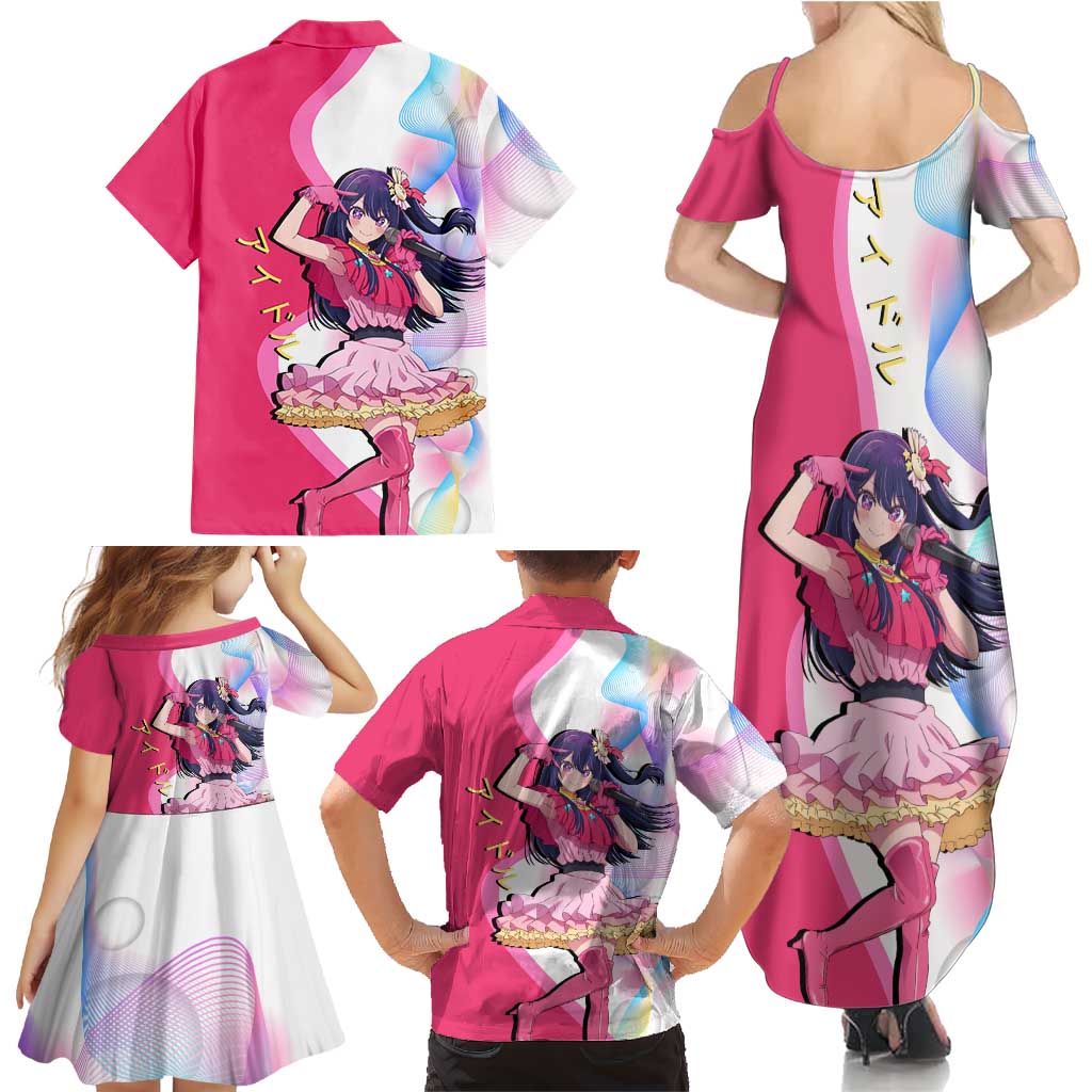 Ai Hoshino Idol Family Matching Summer Maxi Dress and Hawaiian Shirt Sparkling Idol Anime Style