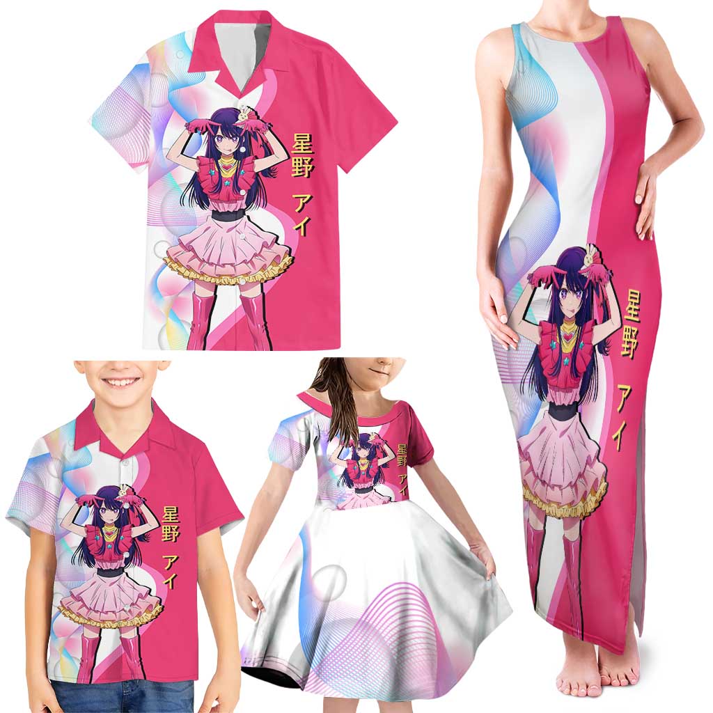 Ai Hoshino Idol Family Matching Tank Maxi Dress and Hawaiian Shirt Sparkling Idol Anime Style