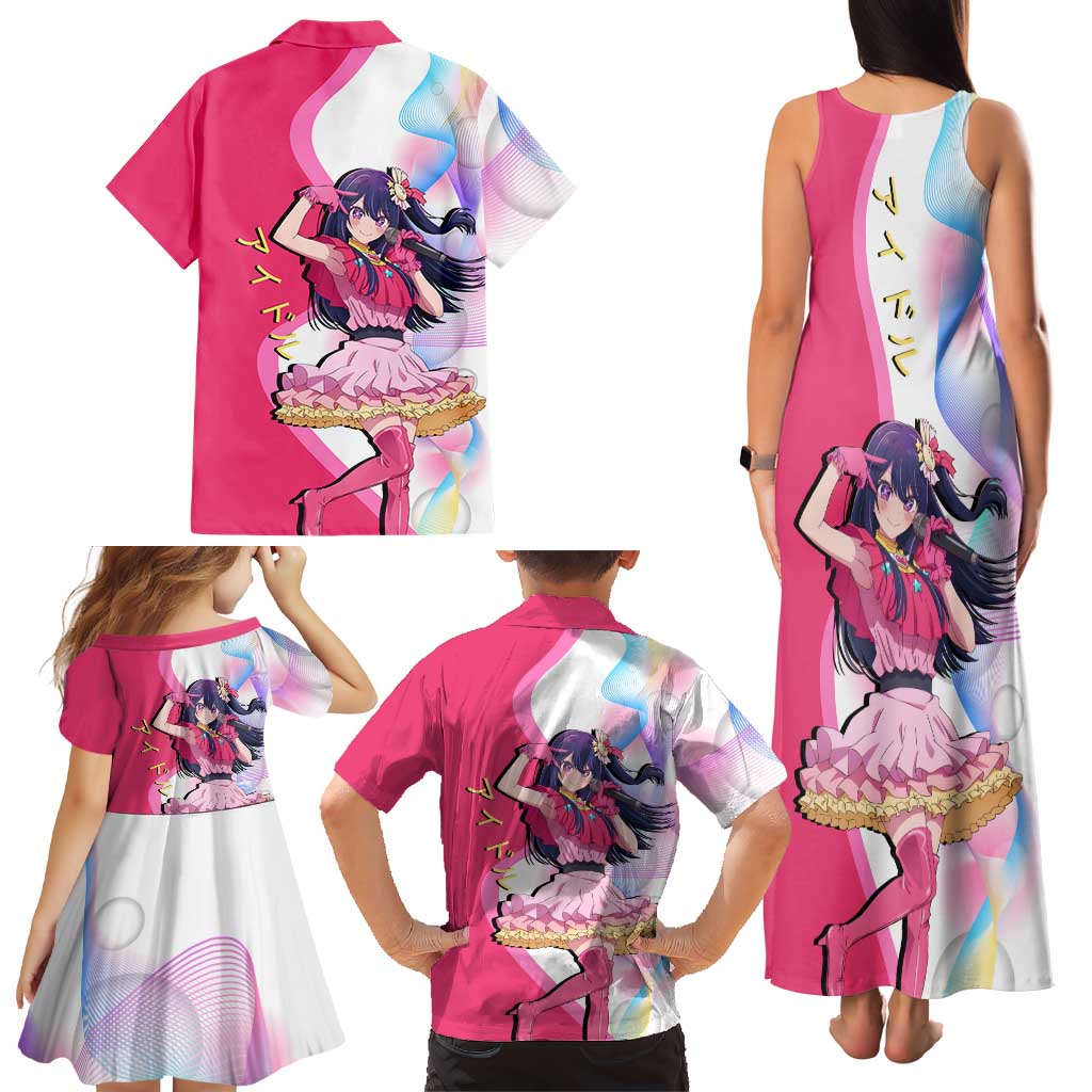 Ai Hoshino Idol Family Matching Tank Maxi Dress and Hawaiian Shirt Sparkling Idol Anime Style