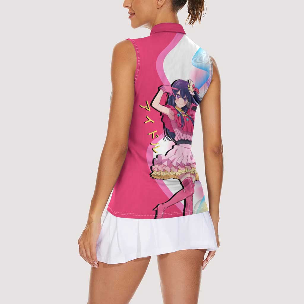 Ai Hoshino Idol Women Sleeveless Polo Shirt Sparkling Idol Anime Style