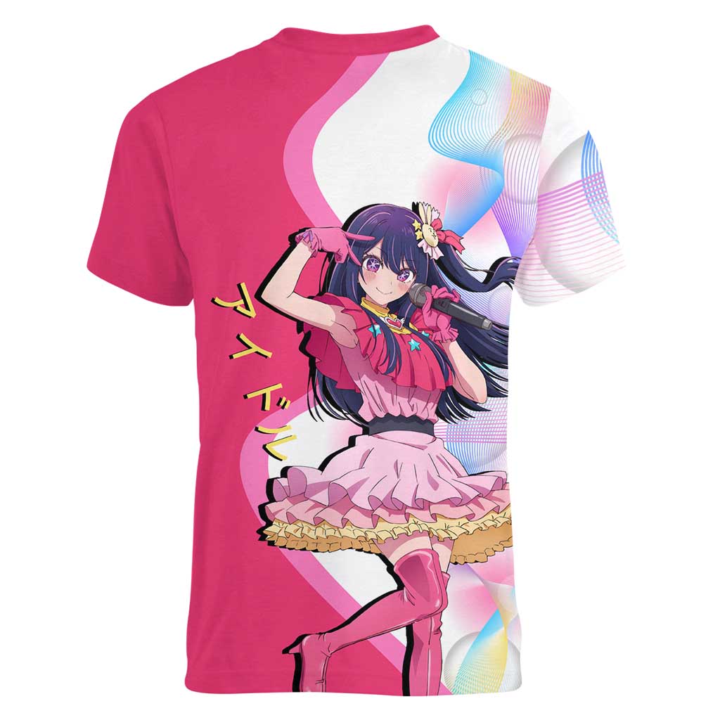 Ai Hoshino Idol Women V-Neck T-Shirt Sparkling Idol Anime Style