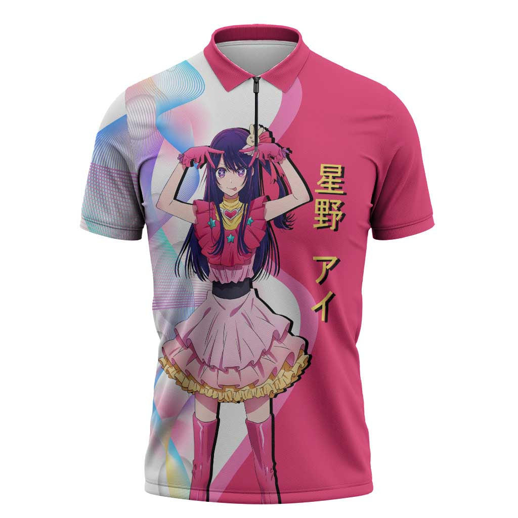 Ai Hoshino Idol Zipper Polo Shirt Sparkling Idol Anime Style