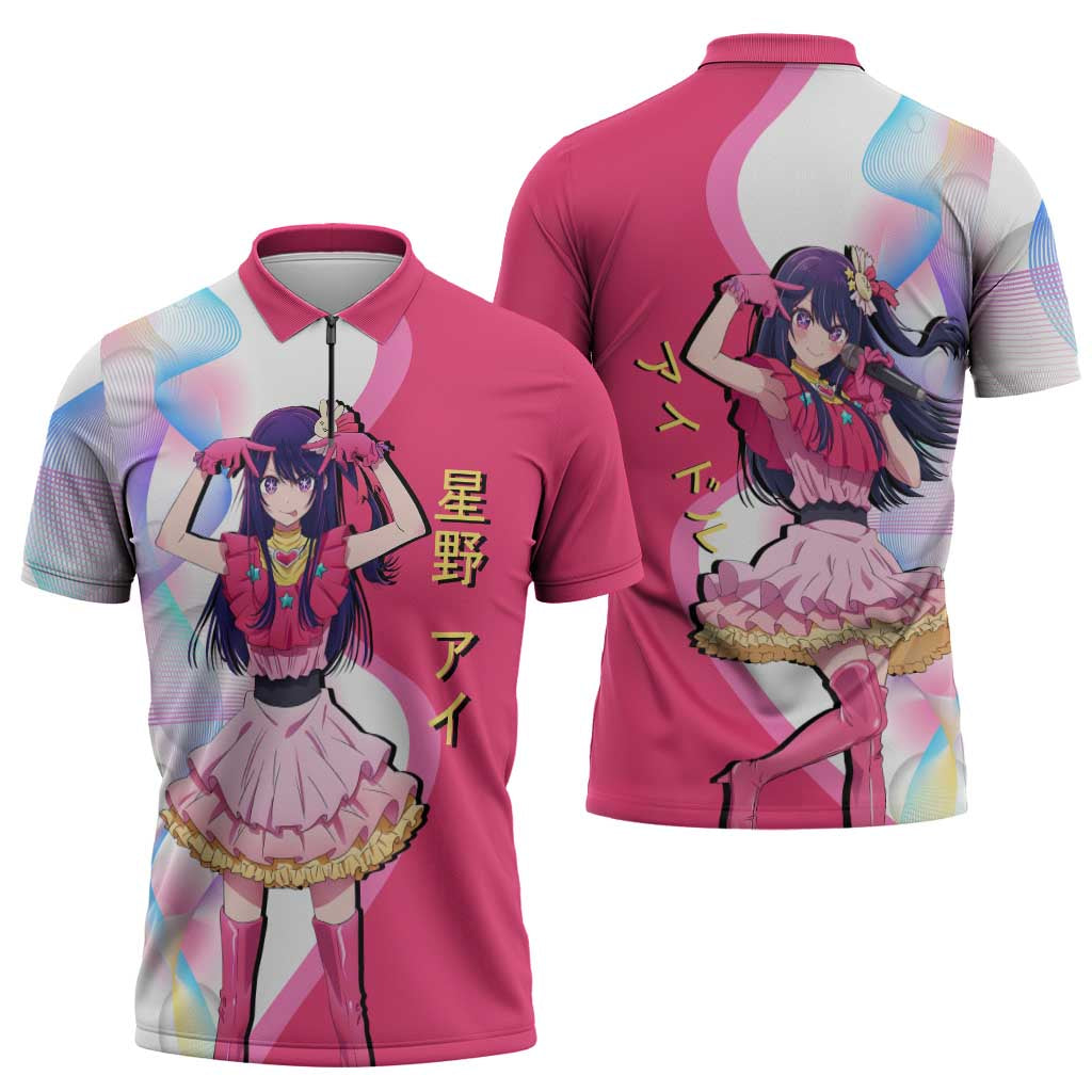 Ai Hoshino Idol Zipper Polo Shirt Sparkling Idol Anime Style
