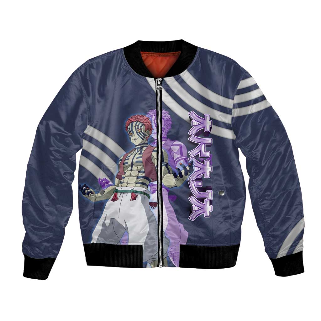 Akaza Demon Slayer Bomber Jacket Mystic Aura Anime Ring Style
