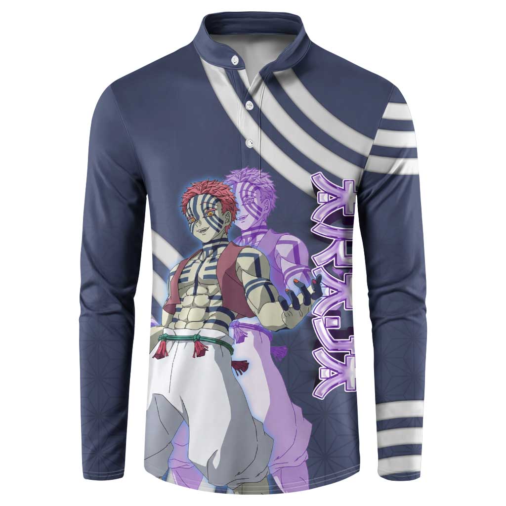Akaza Demon Slayer Button Sweatshirt Mystic Aura Anime Ring Style