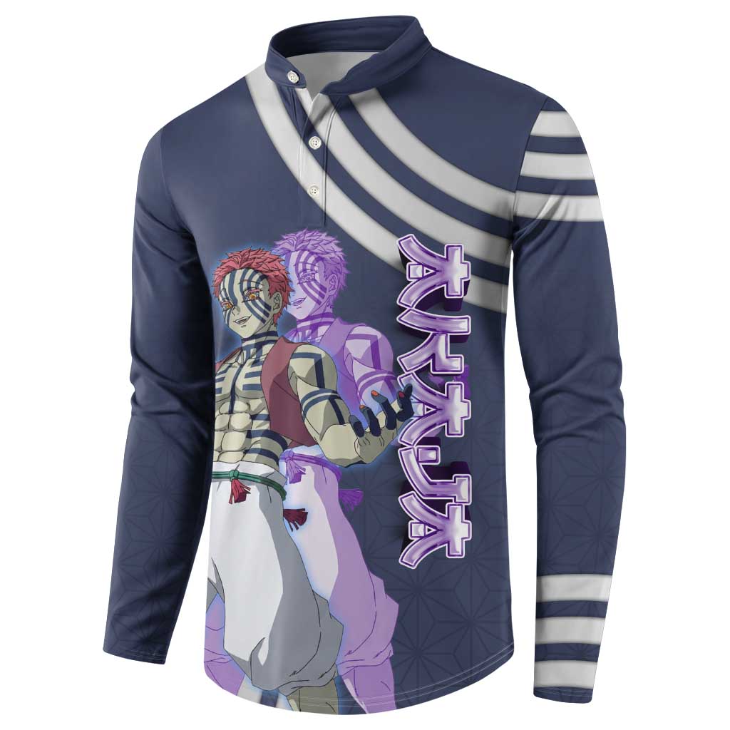 Akaza Demon Slayer Button Sweatshirt Mystic Aura Anime Ring Style